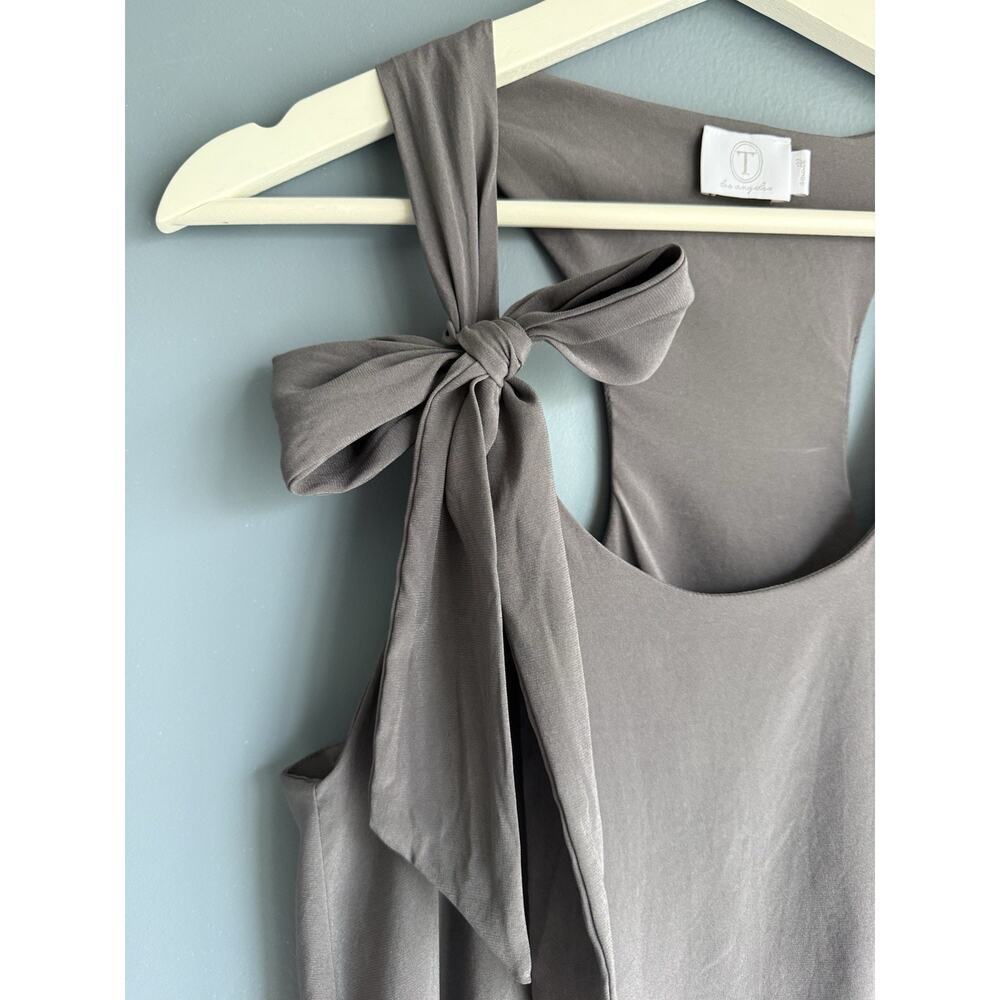 Anthropologie T.LA Gray Silk Blend Tie Shoulder Dress Minimalist Chic Size S - Picture 4 of 7
